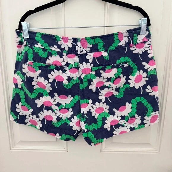 Lilly Pulitzer Navy Floral Daisy Print Shorts with Pink & Green Accents - Picture 2 of 4
